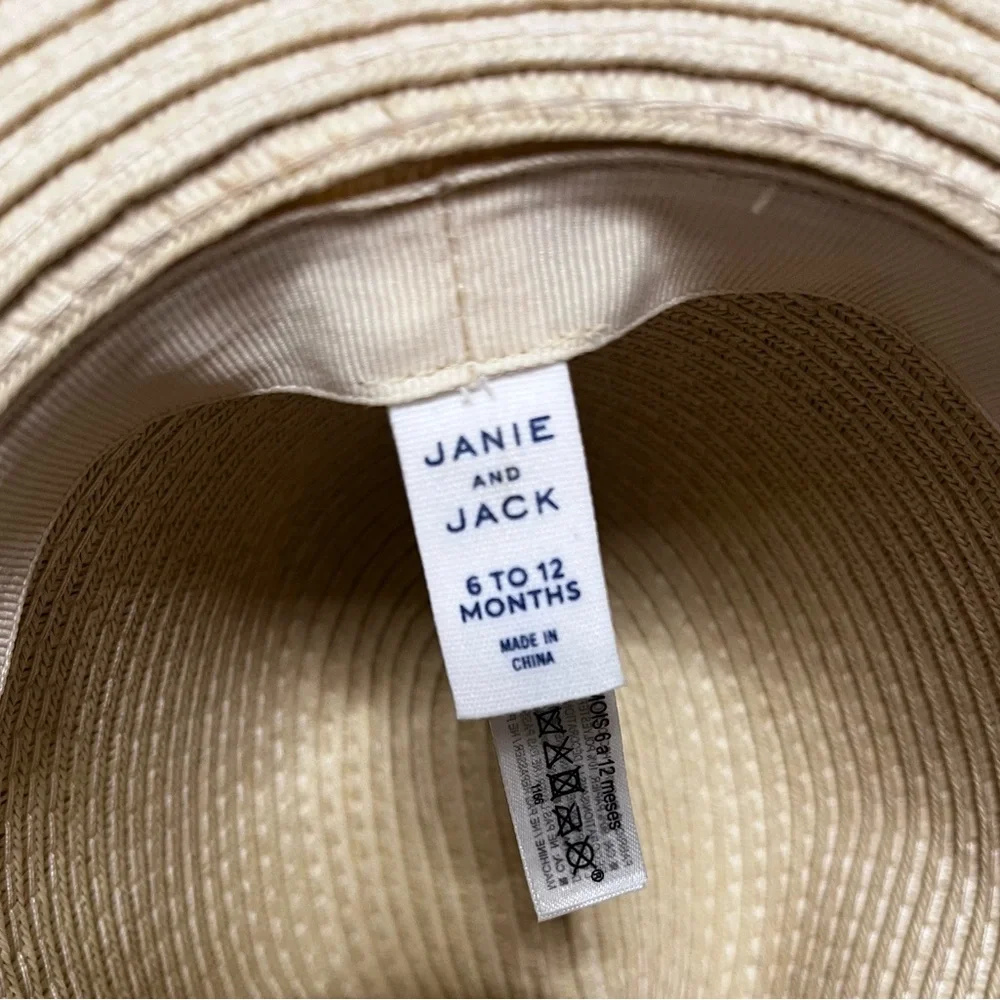Janie and Jack Baby Girl Natural Flower Straw  Hat Sz 6 to 12 Months